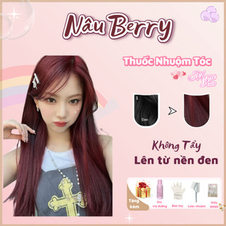 Thuốc nhuộm tóc màu Nâu Berry , tặng kèm oxy trợ dưỡng và bao tay