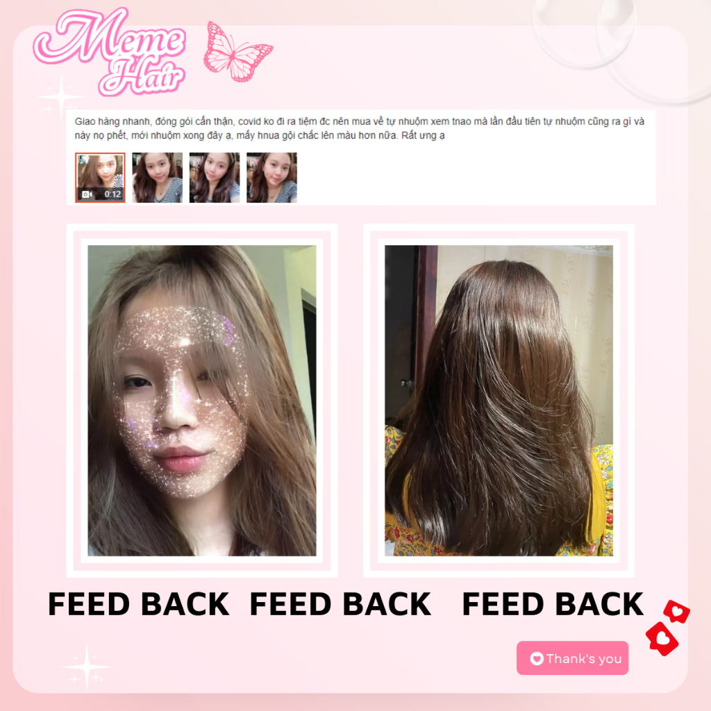 Thuốc nhuộm tóc màu nâu bơ không tẩy , tặng kèm oxy trợ dưỡng và bao tay