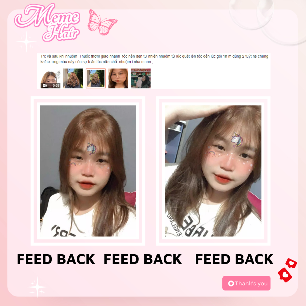 Thuốc nhuộm tóc màu nâu bơ không tẩy , tặng kèm oxy trợ dưỡng và bao tay