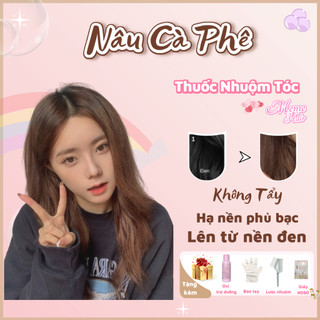 Thuốc nhuộm tóc màu nâu cà phê , tặng kèm oxy trợ dưỡng và bao tay