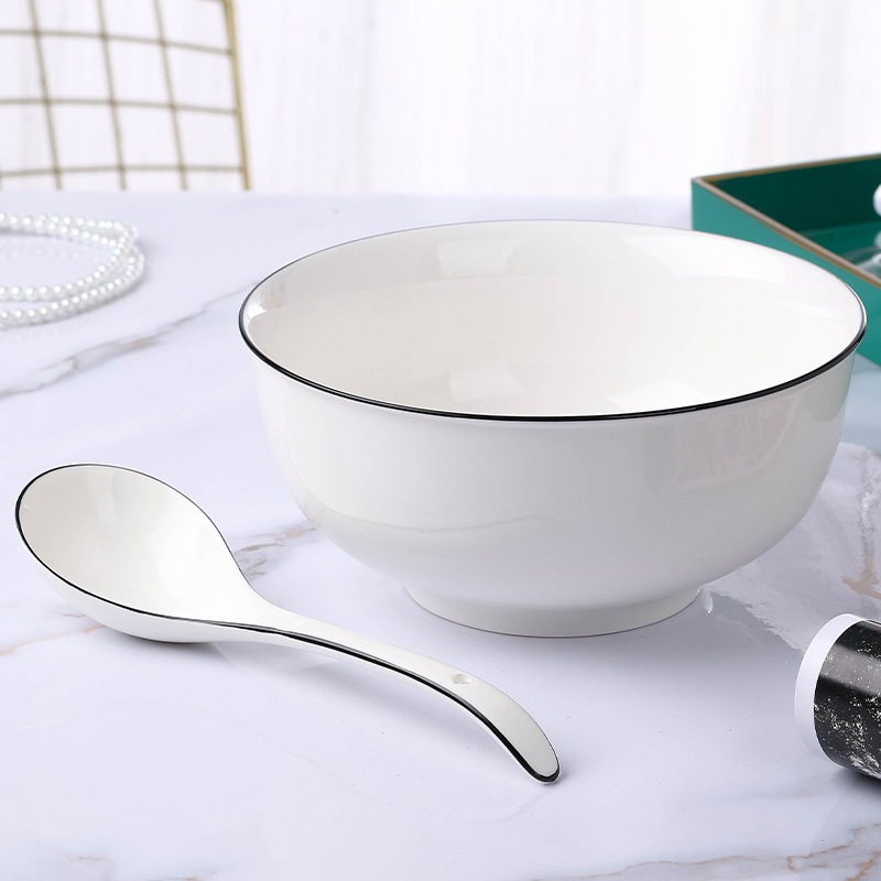 Bát sứ ăn cơm gia đình trắng viền đen sang trọng GRADO B01
