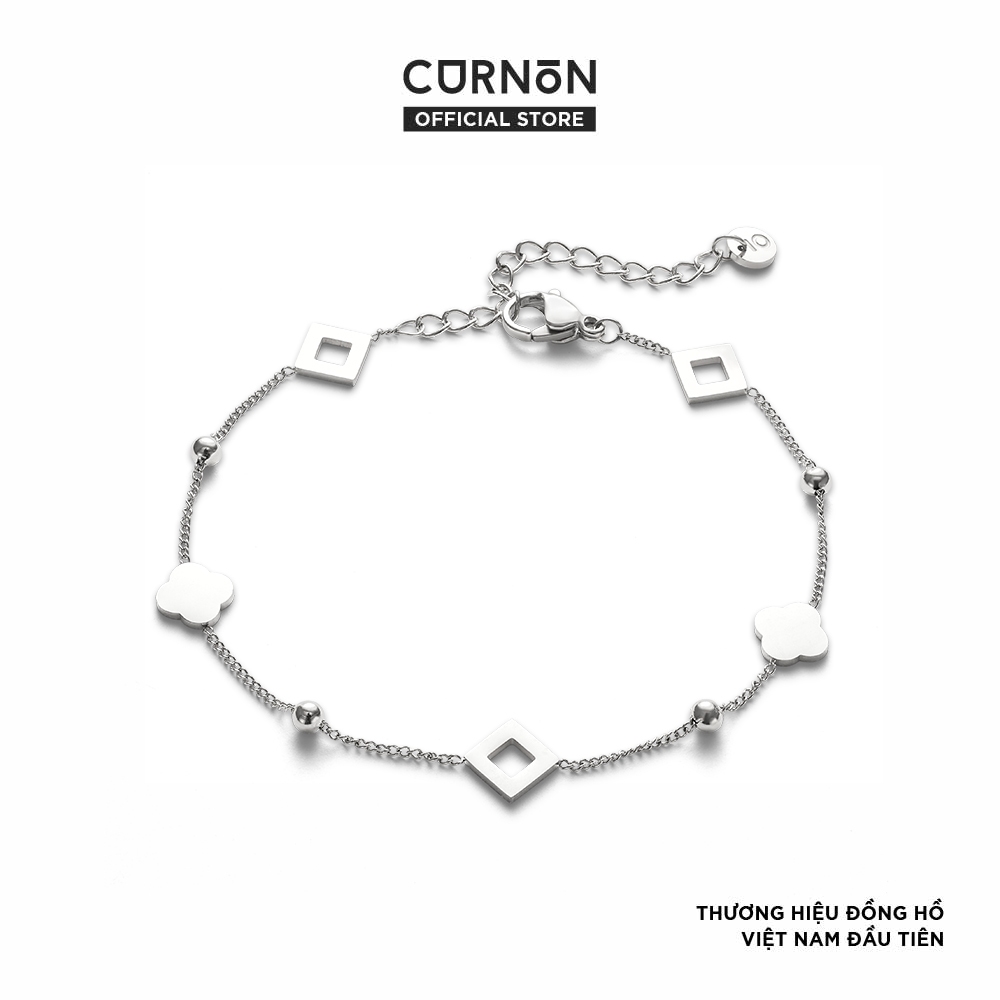 Vòng Tay Nữ Curnon Chiara Silver - Hàng Chính Hãng - Họa Tiết Hình Thoi, Bông Hoa Tinh Tế, Nữ Tính - Phụ Kiện Dễ Phối Đồ