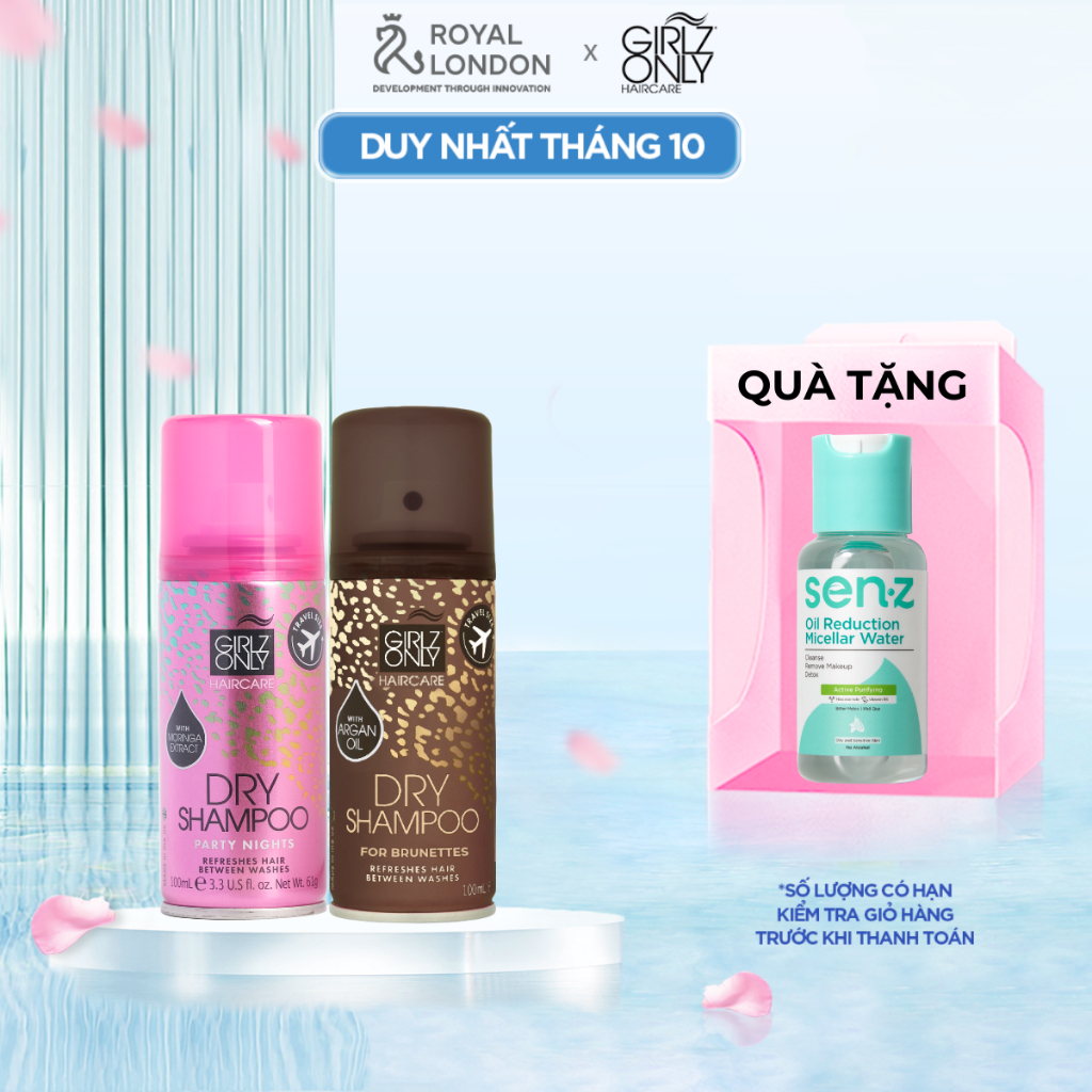 Combo 2 Dầu gội khô Dry Shampoo Girlz Only Travel Size 100ml