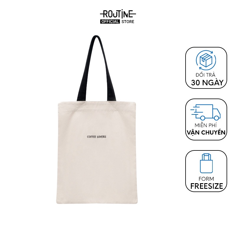 Túi Tote Organic Cotton Thêu Chữ "Coffee Lover" - Routine 10S23BAGU005