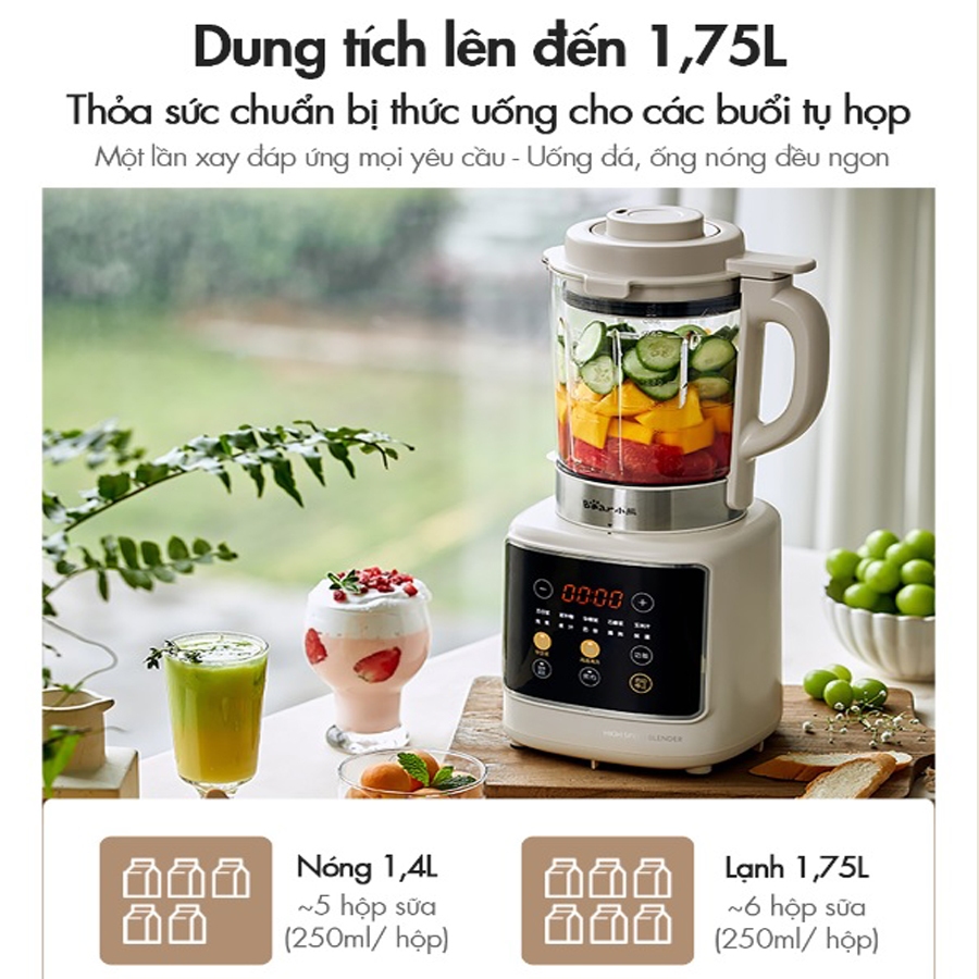 Máy làm sữa hạt 1.75L Bear PBJ-D10T1, 10 chức năng, xay nấu sữa hạt, xay sinh tố đa năng, nấu cháo – Hàng chính hãng