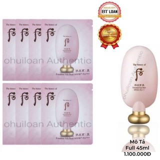 Gói Kem Lót trang điểm và chống nắng 2 trong 1 tiện lợi 2 bước trong cùng 1 sản phẩm Whoo Essential Sun Base SPF50+