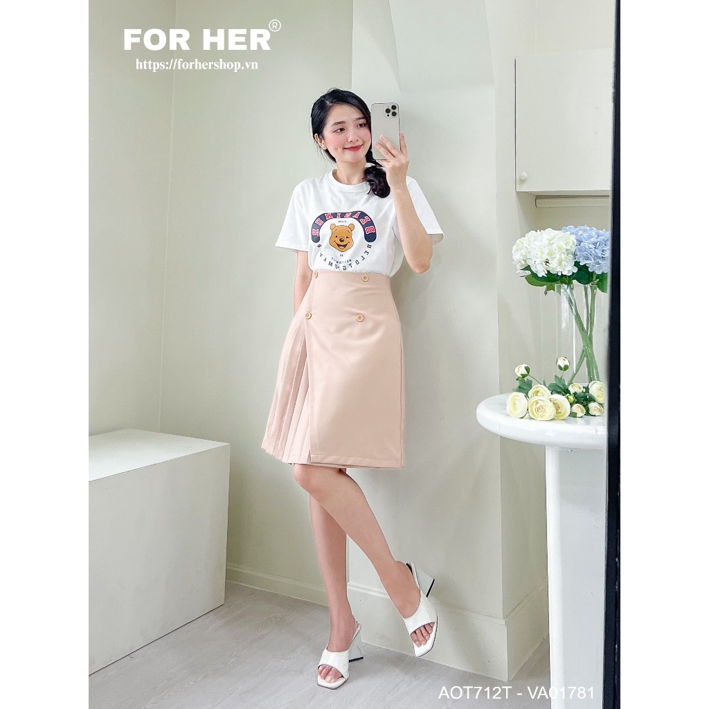 Chân váy FOR HER 4 nút xếp ly VA0178