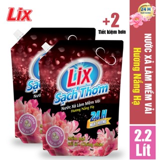 COMBO 2 túi nước xả vải LIX Sạch Thơm hương nắng hạ (2 túi x 2.2 lít) L17602