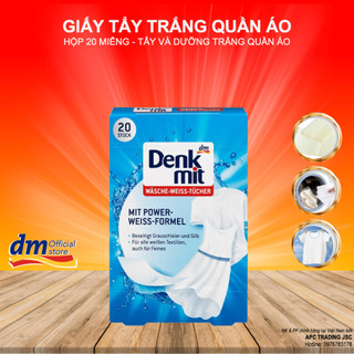 Miếng Giấy tẩy trắng quần áo Denkmit giúp quần áo trắng sáng như mới hàng nội địa Đức hộp 20 miếng