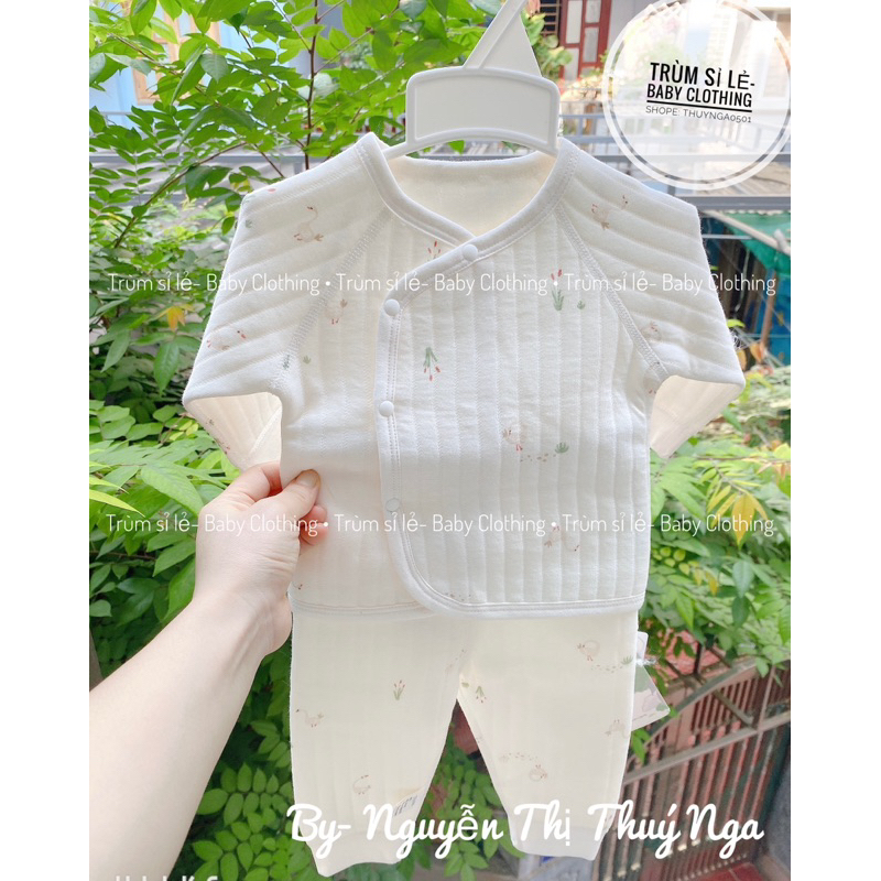 Bộ quần áo sơ sinh trần bông dày ấm phong cách Hàn cho bé sơ sinh