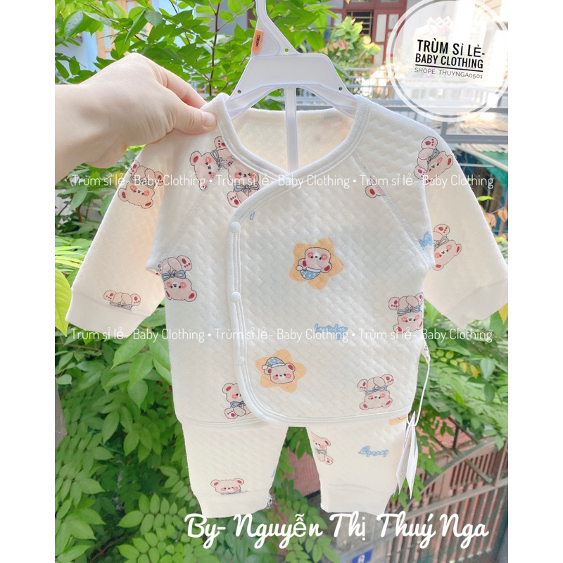 Bộ quần áo sơ sinh trần bông dày ấm phong cách Hàn cho bé sơ sinh