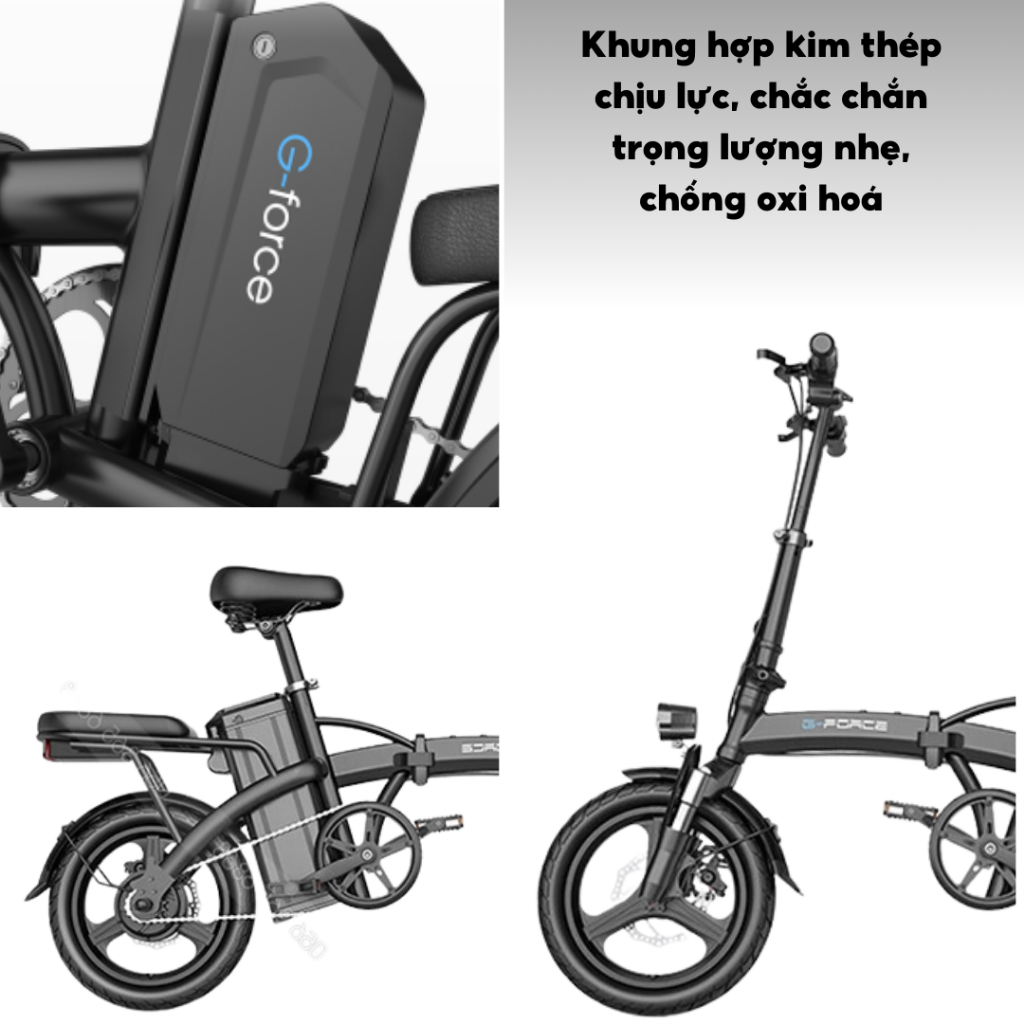 Xe đạp điện trợ lực G-Force C14 gấp gọn bỏ cốp tiện lợi. Xe điện pin Lithium động cơ 400w bảo hành chính hãng 12 tháng