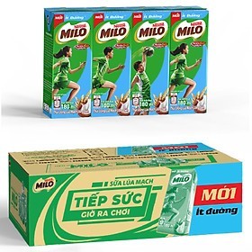 Thùng 48 hộp sữa nước nestle milo ít đường 180ml/ hộp t2/2024