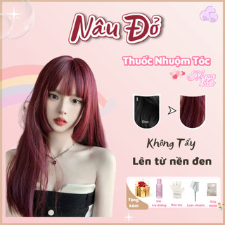 Thuốc nhuộm tóc màu nâu đỏ , tặng kèm oxy trợ dưỡng và bao tay