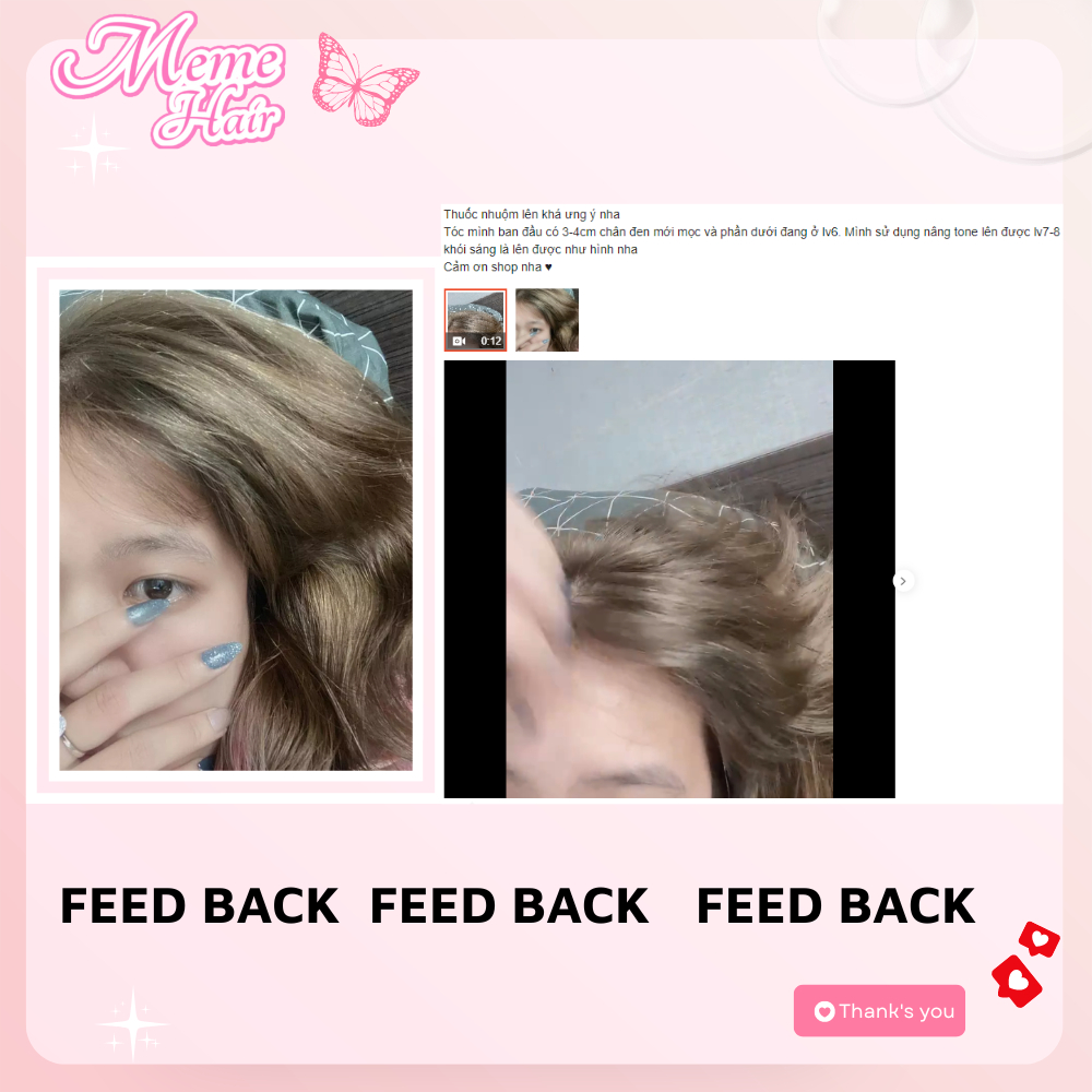 Thuốc nhuộm tóc màu nâu khói sáng , tặng kèm oxy trợ dưỡng và bao tay