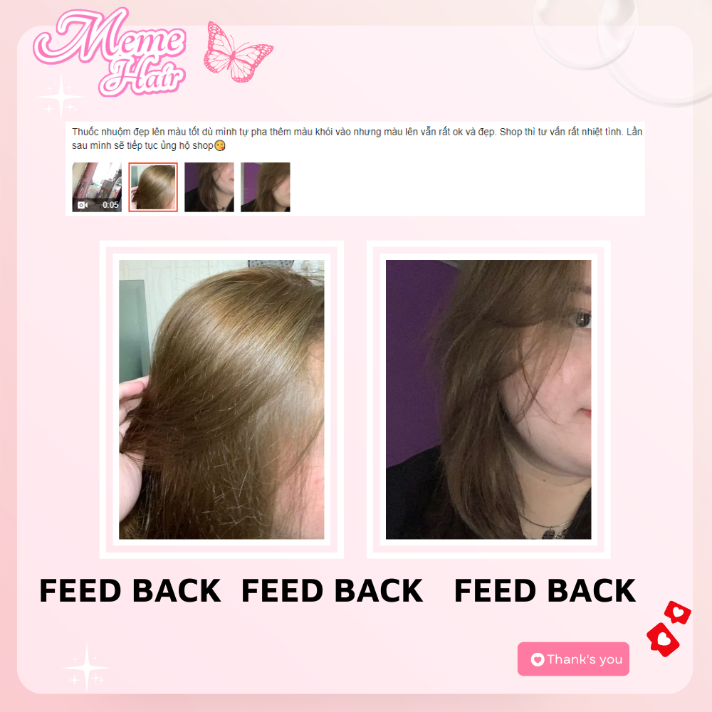 Thuốc nhuộm tóc màu nâu khói sáng , tặng kèm oxy trợ dưỡng và bao tay