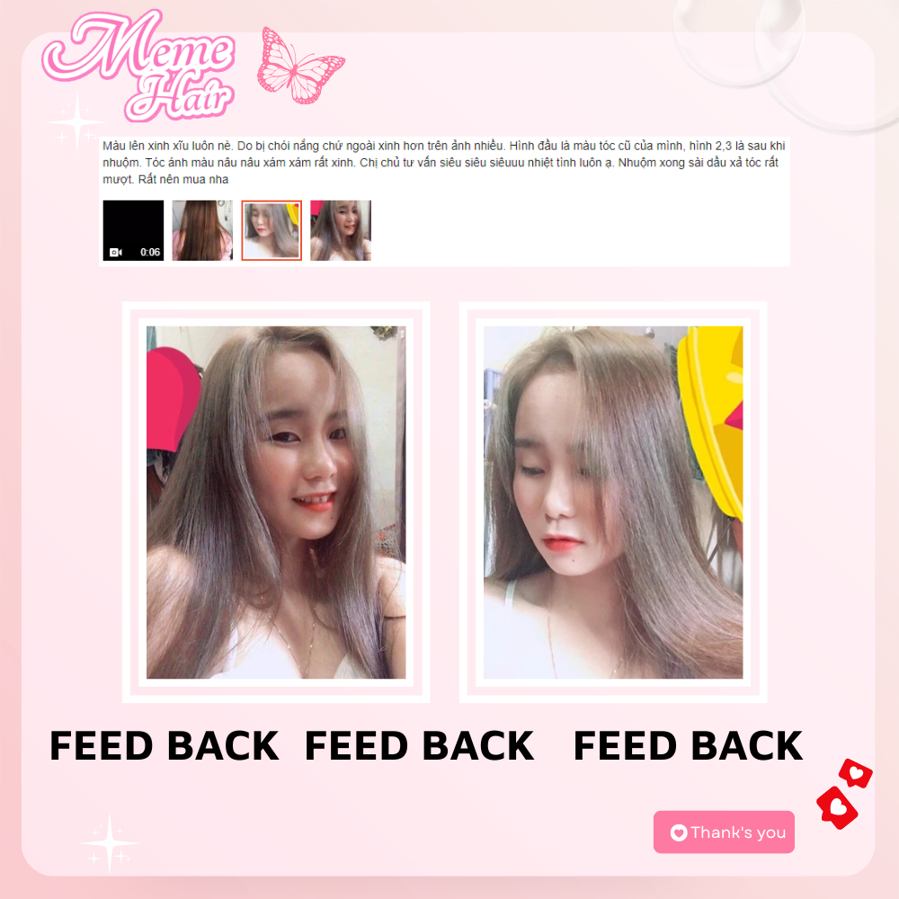 Thuốc nhuộm tóc màu nâu khói sáng , tặng kèm oxy trợ dưỡng và bao tay