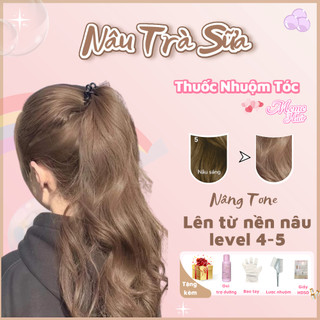  thuốc nhuộm tóc trà sữa . tặng kèm bao tay  hdsd  oxi trợ dưỡng 