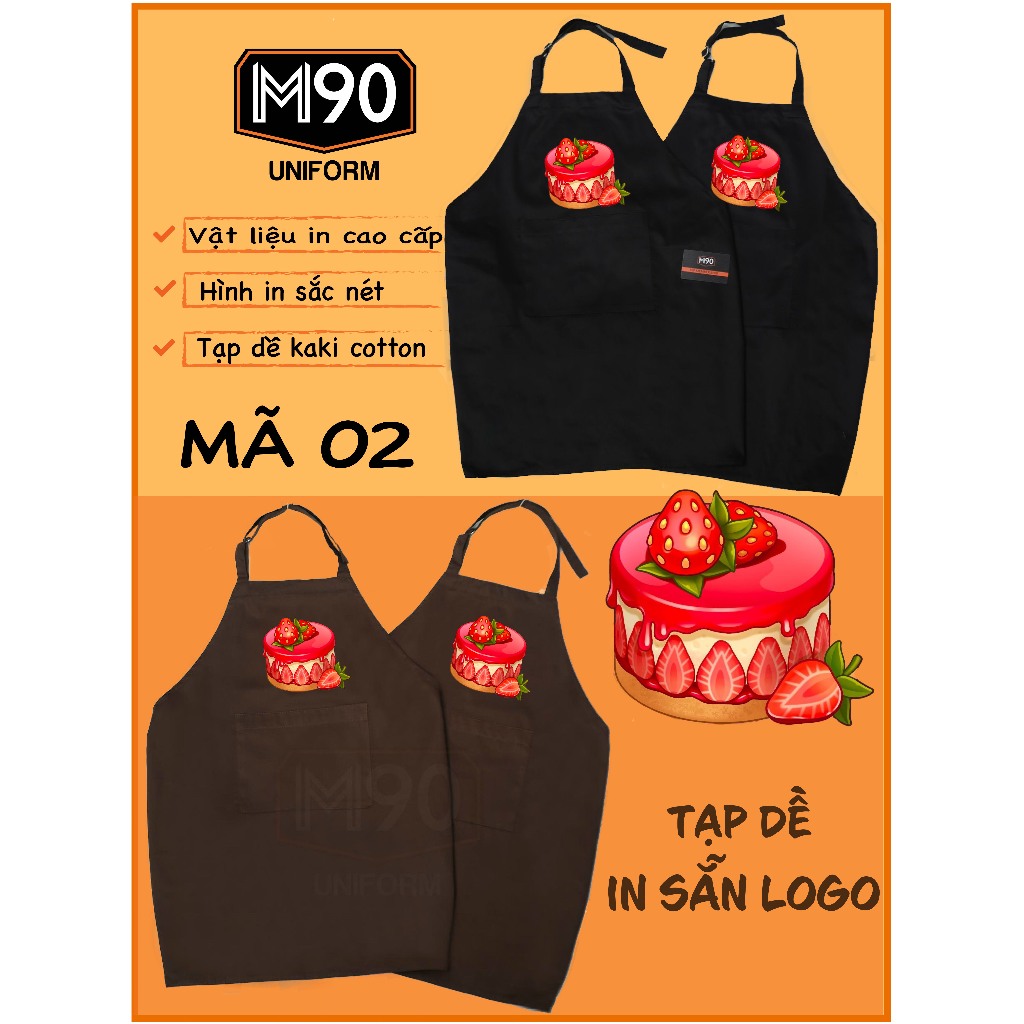 Tạp dề tiệm bánh in sẵn logo tạp dề in