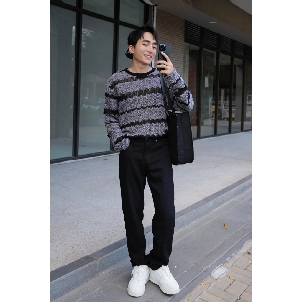 ÁO TAY DÀI SỌC ĐEN- CHUOTCONG T0122D