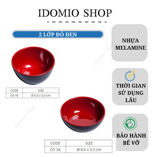Chén Chấm Tròn 2 Lớp Đỏ Đen Cao Cấp