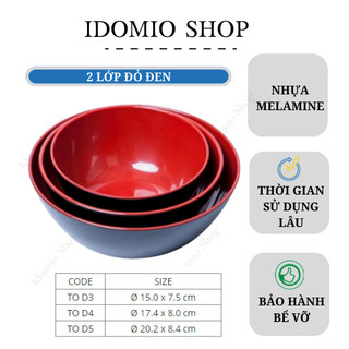 Tô Nhựa Melamine Lớn 2 Lớp Đỏ Đen