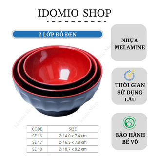 Tô Nhựa SE 2 Lớp Đỏ Đen Nhiều Size