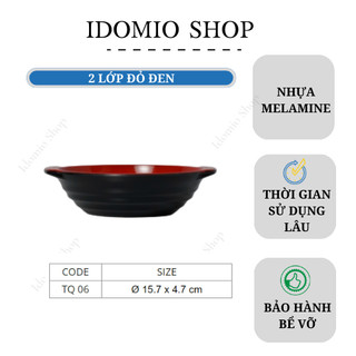 Tô Nhựa Melamine Có Quai 2 Lớp Đỏ Đen -TQ06