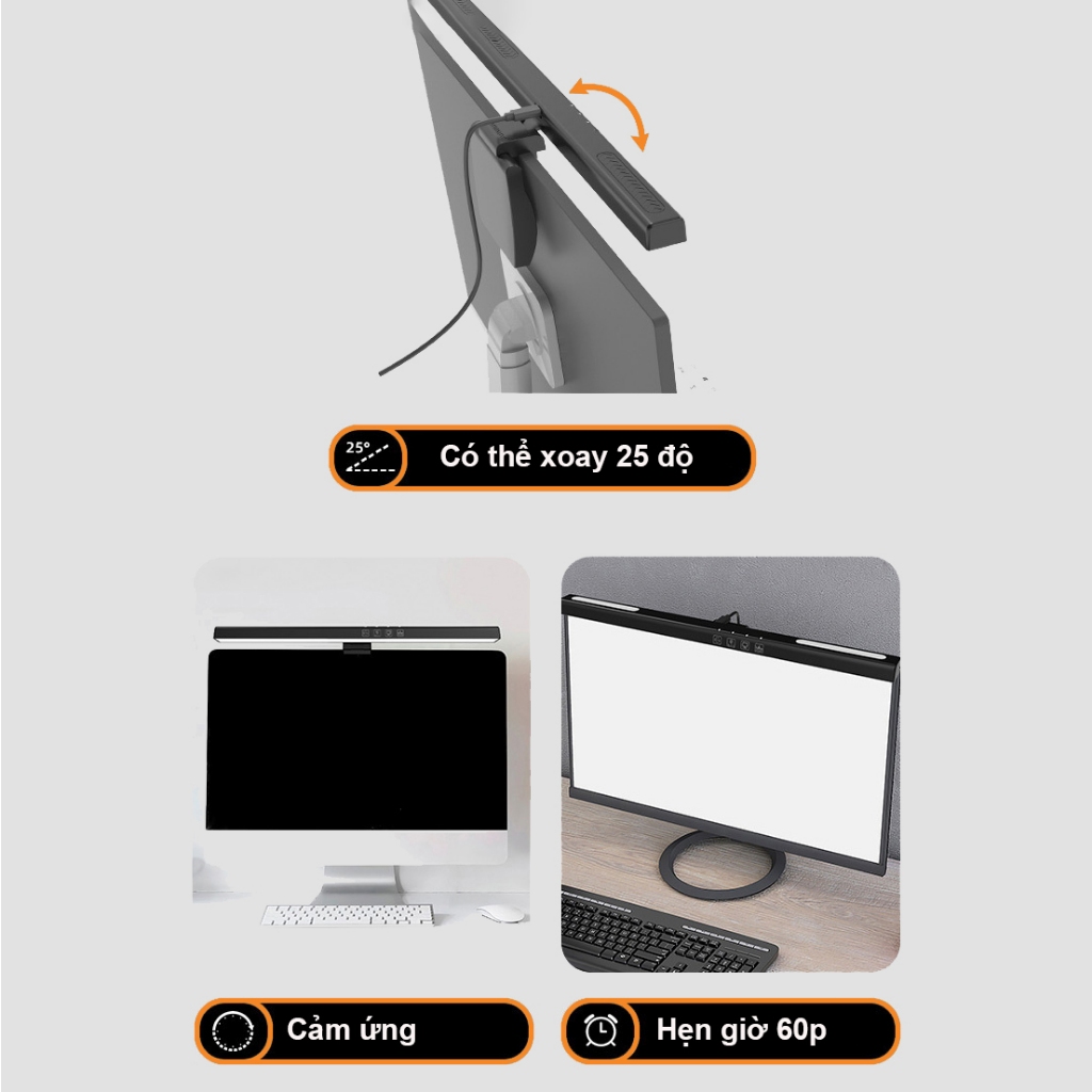 Đèn màn hình máy tính Sidohome SG301 có 3 chế độ sáng LED rgb nhiều màu kẹp màn hình máy tính laptop