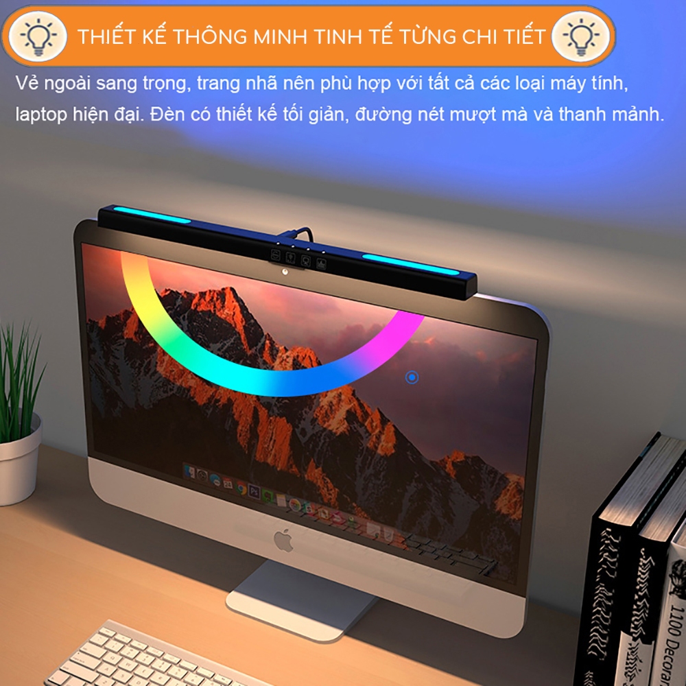 Đèn màn hình máy tính Sidohome SG301 có 3 chế độ sáng LED rgb nhiều màu kẹp màn hình máy tính laptop