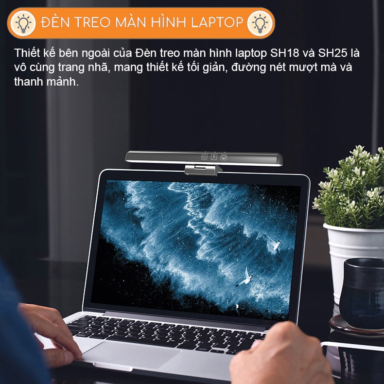 Đèn màn hình máy tính Sidohome SH18 đèn gắn laptop cảm ứng đèn học chống cận làm việc có 3 chế độ sáng
