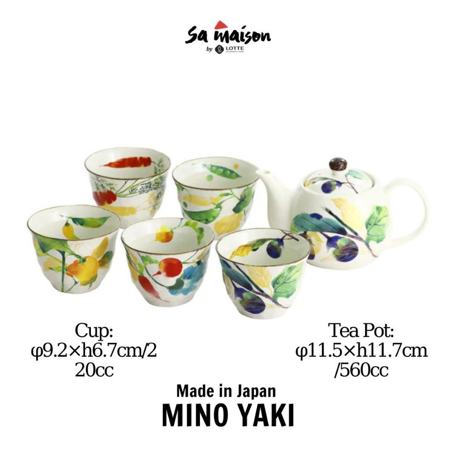Bộ ấm chén sứ uống trà set 5 họa tiết hoa Nhật Bản | Sa Maison x Kiyohara