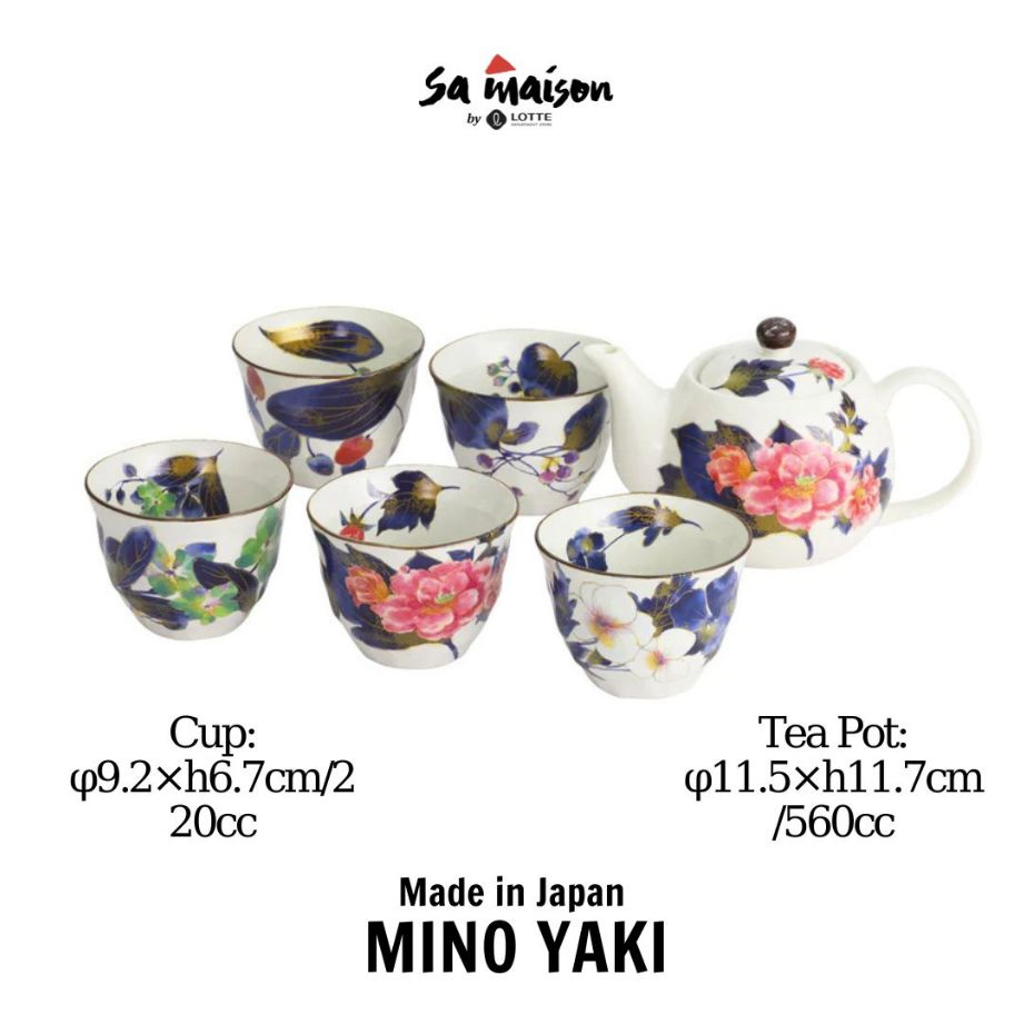 Bộ ấm chén sứ uống trà set 5 họa tiết hoa Nhật Bản | Sa Maison x Kiyohara