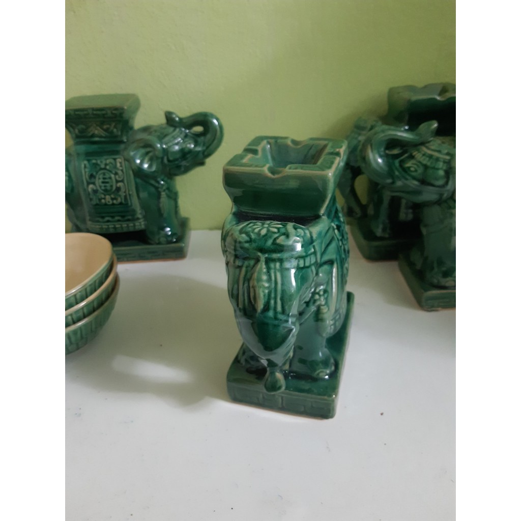 Đôn voi men xanh nhỏ C16D12 cm