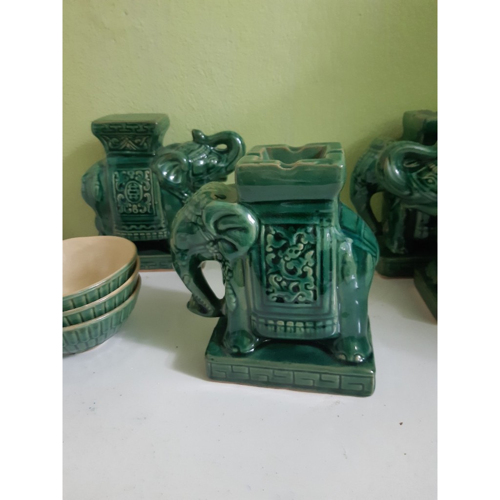 Đôn voi men xanh nhỏ C16D12 cm