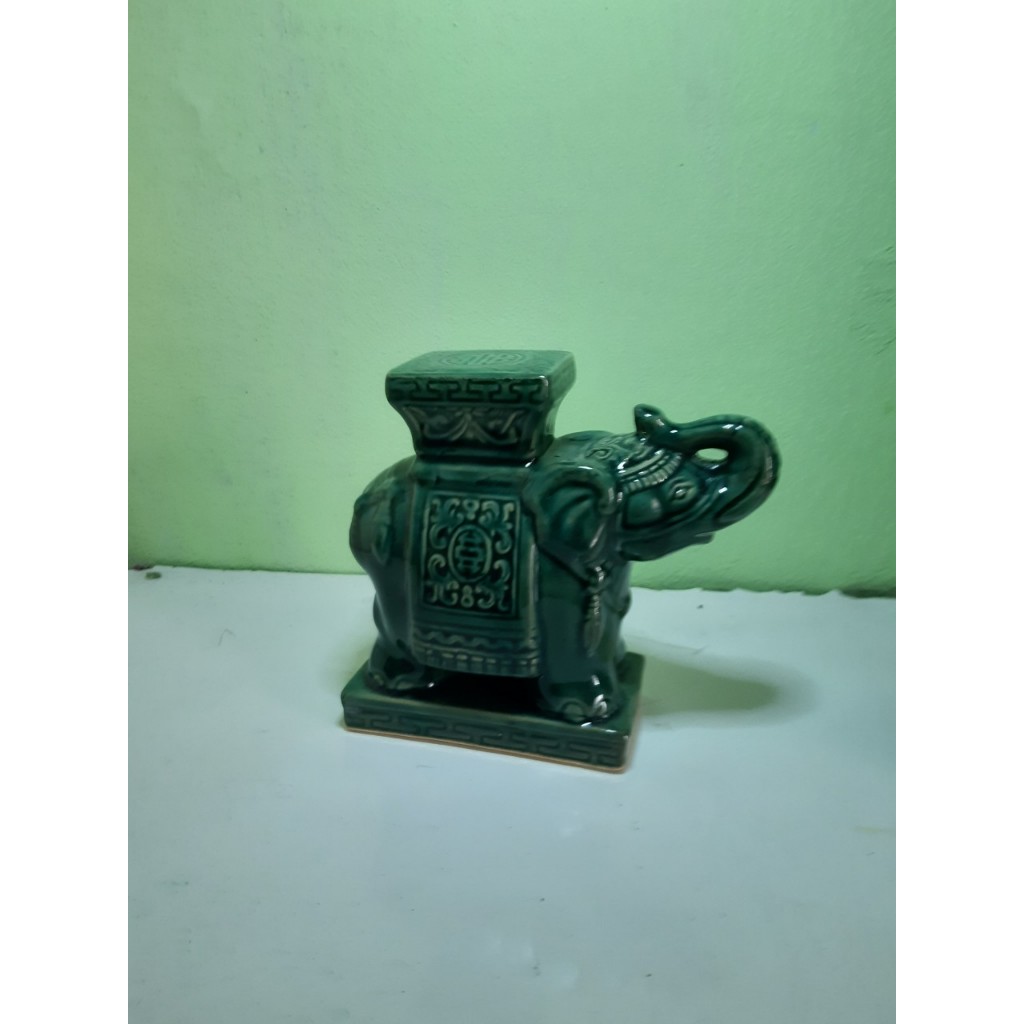Đôn voi men xanh nhỏ C16D12 cm