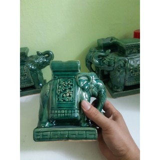 Đôn voi men xanh nhỏ c16d12 cm