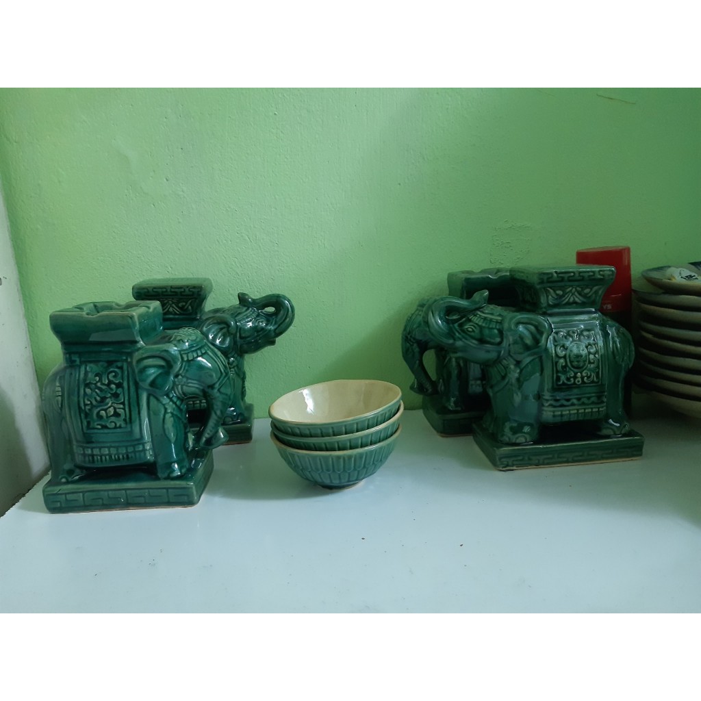 Đôn voi men xanh nhỏ C16D12 cm