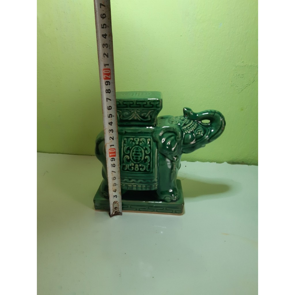 Đôn voi men xanh nhỏ C16D12 cm