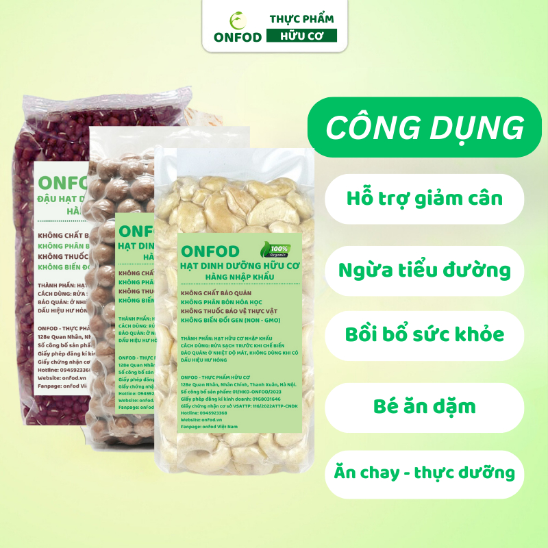 Hạt dinh dưỡng ONFOD cho bé ăn dặm làm sữa hạt ngũ cốc giảm cân granola yến mạch hạt điều macca chia 100g