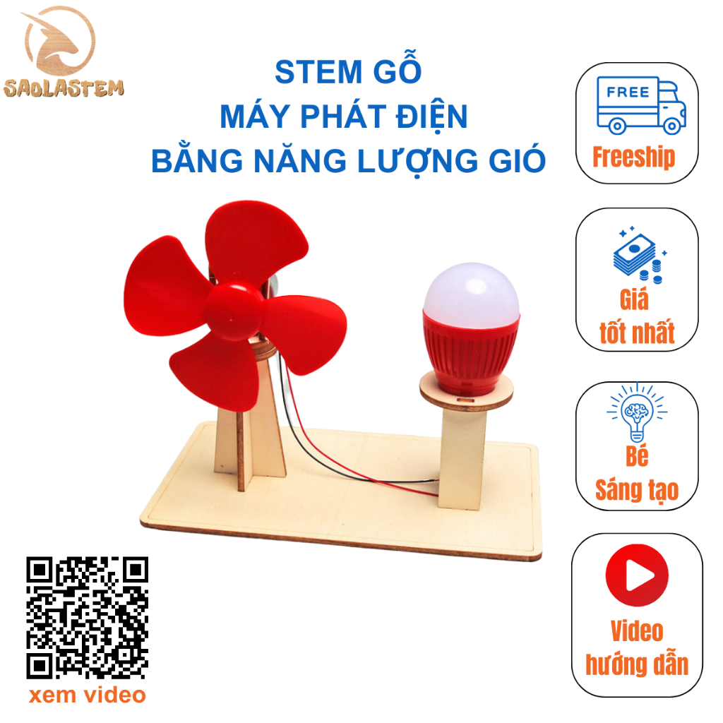 Đồ chơi STEM - Bộ lắp ráp mô hình Máy Phát Điện Bằng Năng Lượng Gió - STEM Khoa Học, Giáo Dục, Trí Tuệ.