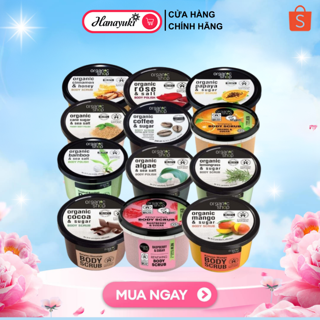 Tẩy Tế Bào Chết Toàn Thân Organic Shop Organic Body Scrub mẫu mới đủ mùi hương
