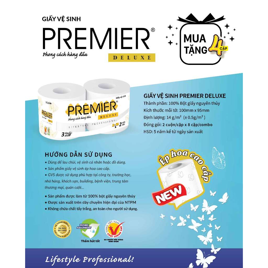 Giấy Vệ Sinh PREMIER Deluxe 3 lớp