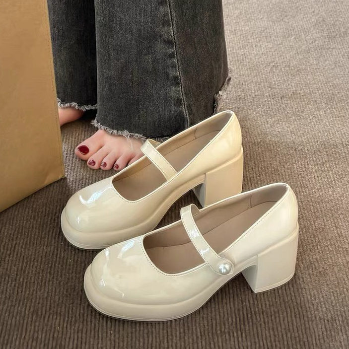 Form Rộng -  GIÀY MARRY JANE ĐẾ CAO , GIÀY OXFORD DA BÓNG QUAI DÁN ĐÍNH NGỌC CỰC ĐẸP VÀ ÔM CHÂN