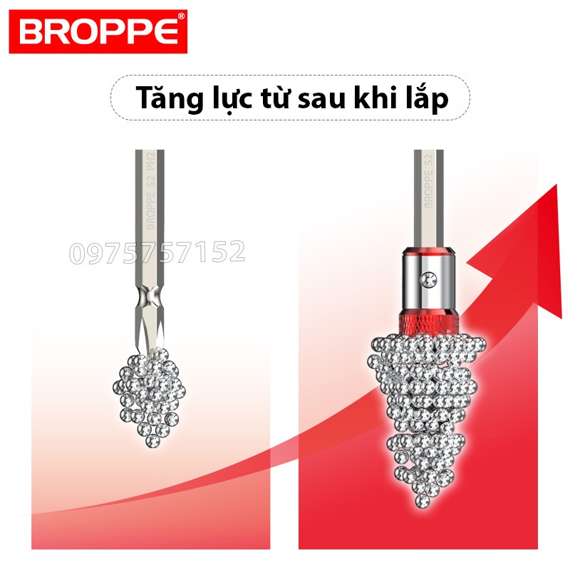 Đầu nam châm trợ lực gắn mũi vít siêu hít BROPPE vòng nam châm gắn mũi bắt vít tăng từ tính Tiêu chuẩn xuất khẩu châu Âu