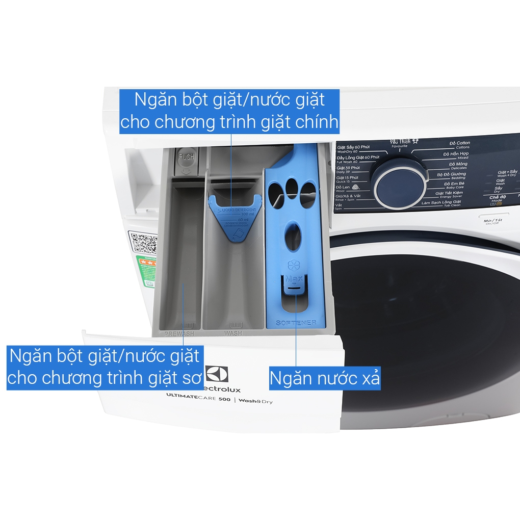 Máy giặt sấy Electrolux Inverter giặt 9 kg - sấy 6 kg EWW9024P5WB