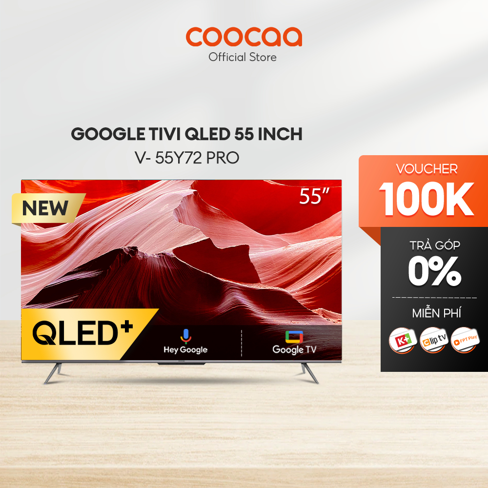 Google Tivi Coocaa Qled+ 55 Inch - 55Y72 Pro - Lắp Đặt Miễn Phí