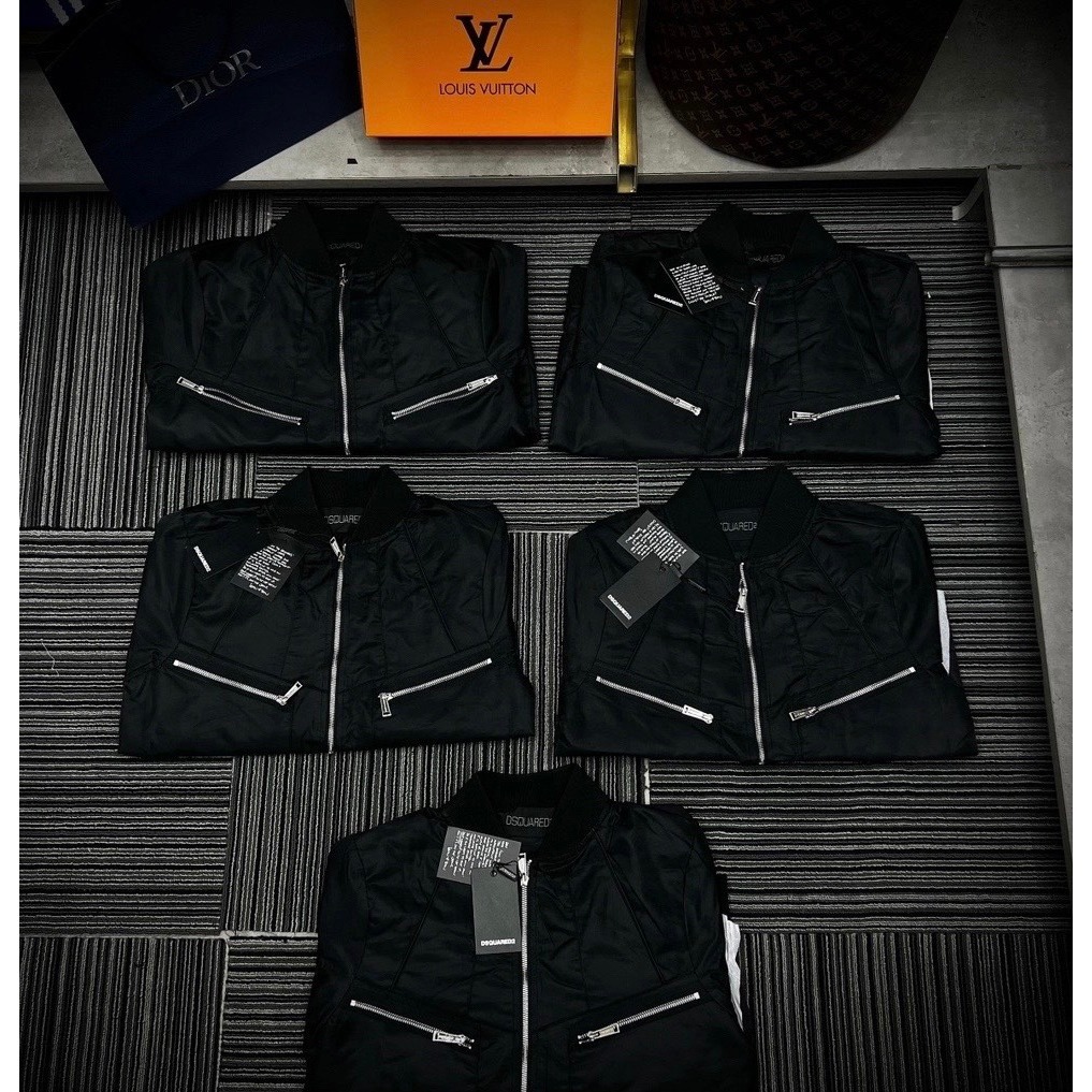 Áo Khoác Gió DSQ Họa Tiết Khóa Zip Thêu Đơn Giản Chất Liệu Gió Thời Trang Nam Cao Cấp Phù Hợp Cho Nam Có Mầu Đen