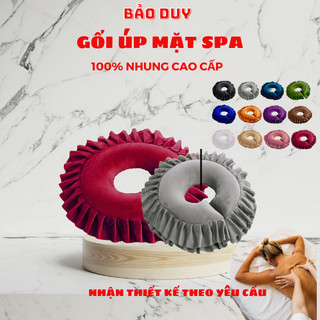 Gối úp mặt spa, massage body - Gối massage xếp li xinh xắn chất nhung mềm mịn, êm ái, thư giãn
