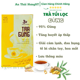 TRÀ GỪNG TÚI LỌC loại 25 túi lọc- Tăng sức đề kháng, tăng huyết áp, hỗ trợ ho cảm